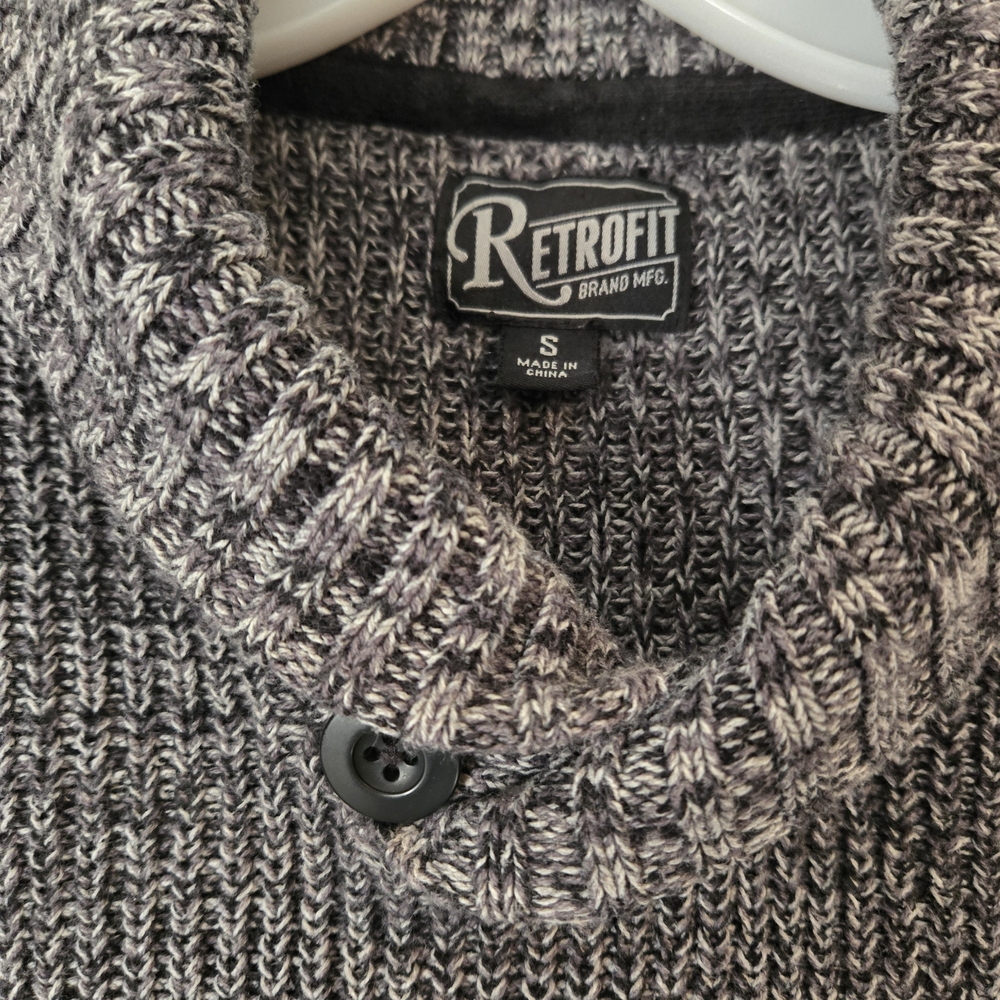 Retrofit Charcoal Knit Sweater with Button Collar - Picture 3 of 3